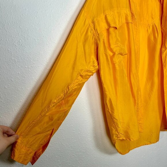 American Design Vintage First Issue 100% Silk Yellow Button Down Sz. Large - Picture 7 of 13